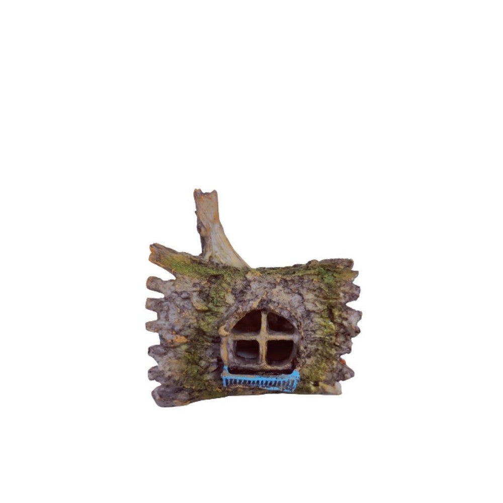 Dekoracija akvariumui Rąstas-namelis, 14x11x13,5 cm
