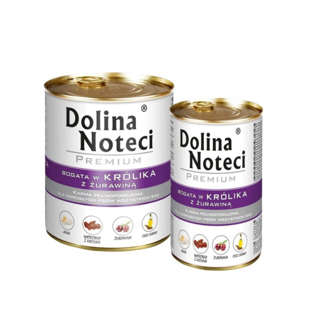 Konservai šunims su triušiena ir spanguolėmis Dolina Noteci Premium 400 g