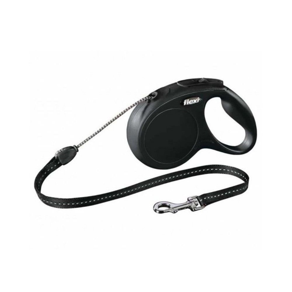 Flexi New Classic S automatinis pavadys juodas, 5 m, virvutė