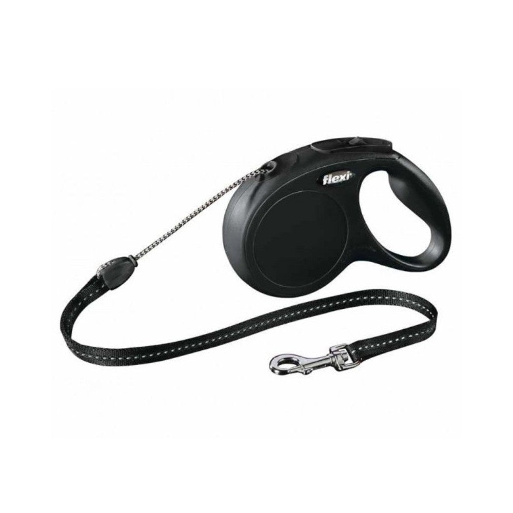 Flexi New Classic S automatinis pavadys juodas, 8 m, virvutė