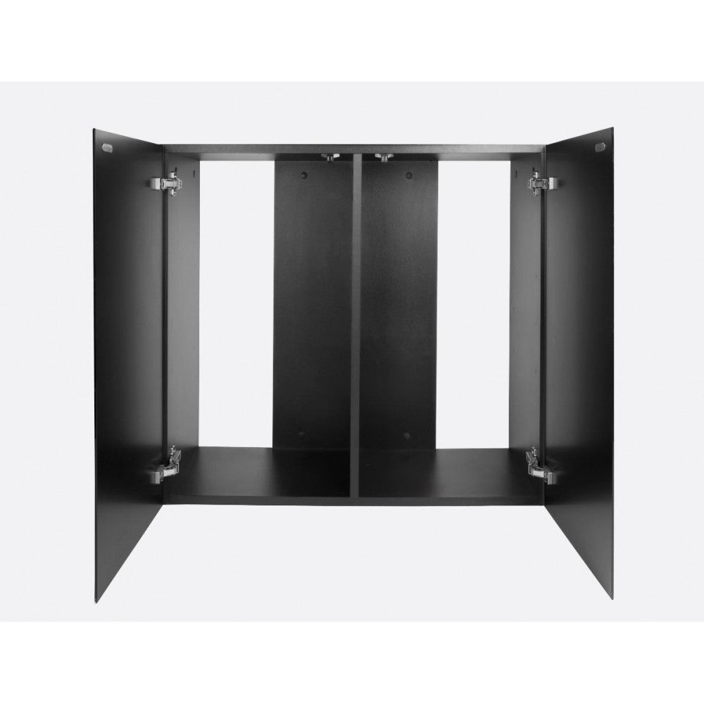 Glossy 100 spintelė stačiakampė juoda su durelėmis, 100 cm