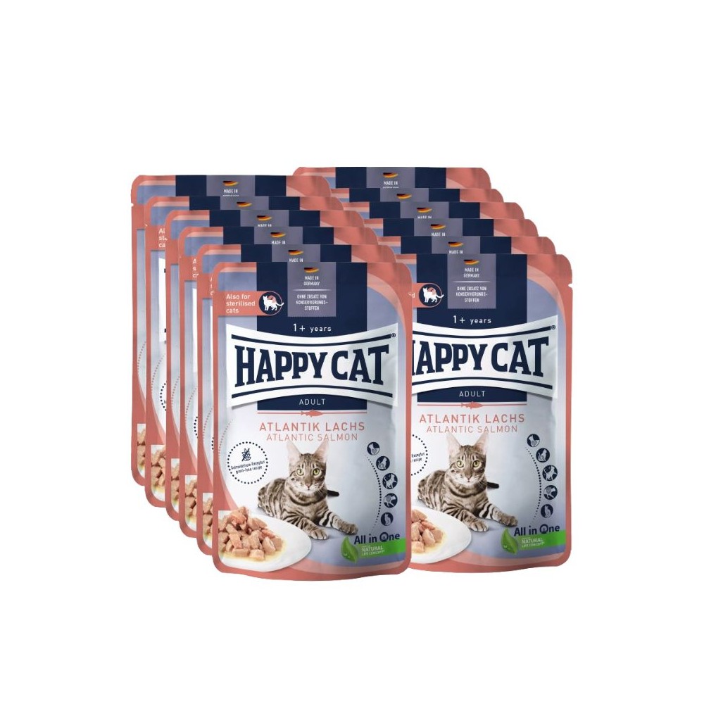 Happy Cat guliašas katėms su lašiša AtlantikLachs, 10x85 g