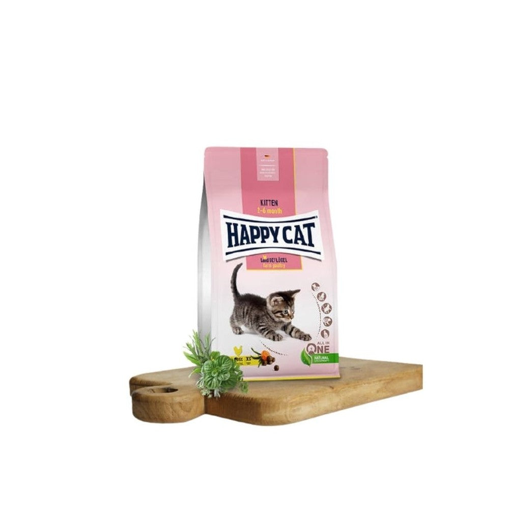 Happy Cat visavertis pašaras jaunoms katėms su paukštiena Kitten LandGeflugel, 1,3 kg