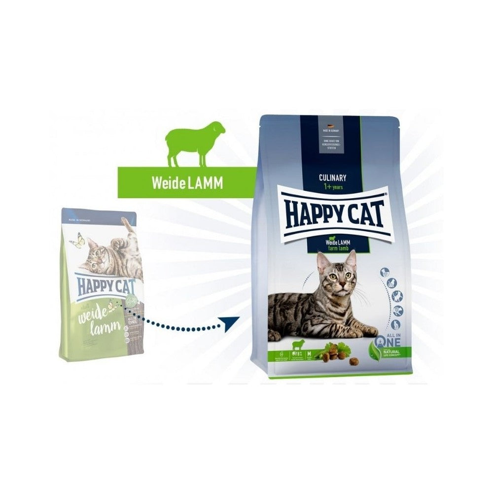 Happy Cat visavertis pašaras suaugusioms katėms su ėriena Culinary WeideLamm, 300 g