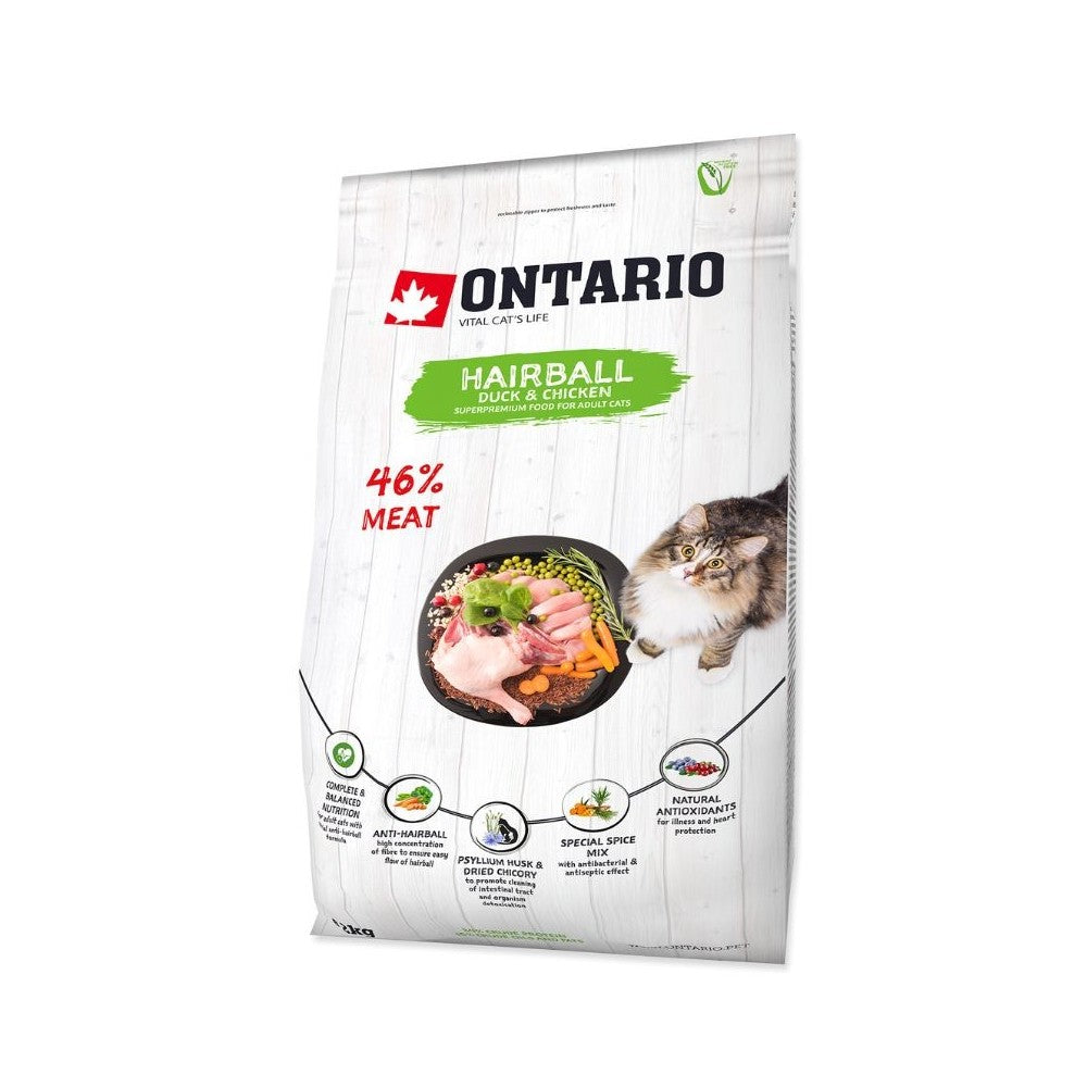 Ontario visavertis pašaras suaugusioms katėms Cat Hairball, 2 kg