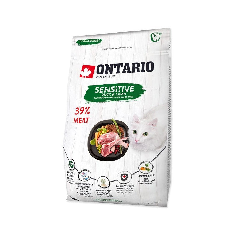 Ontario visavertis pašaras suaugusioms katėms Cat Sensitive, 0,4 kg