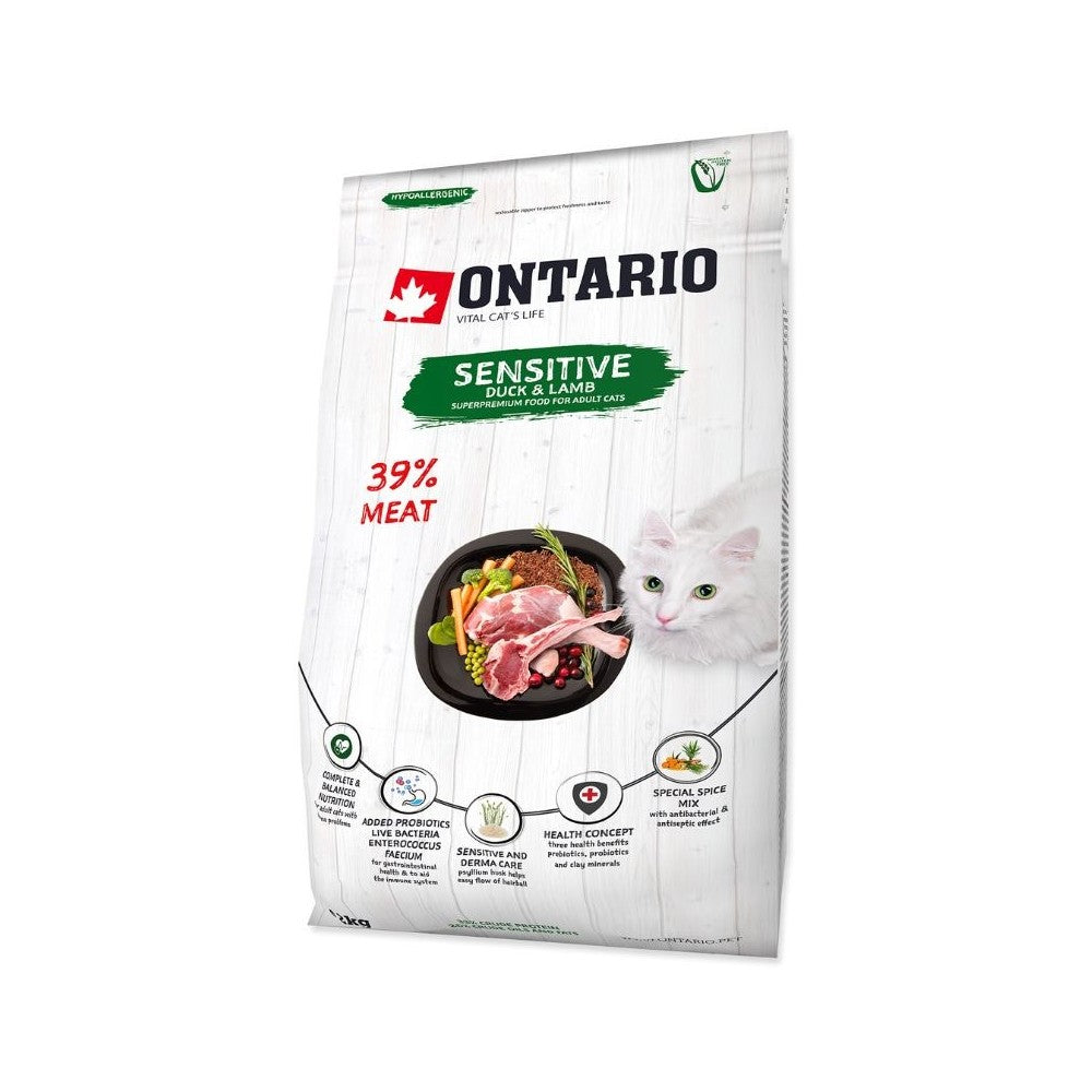 Ontario visavertis pašaras suaugusioms katėms Cat Sensitive, 2 kg