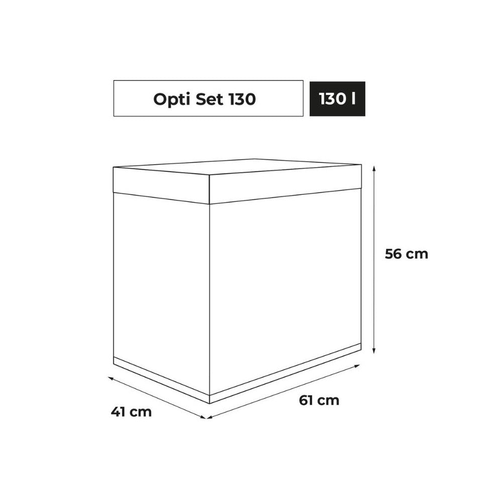 Opti Set 130 akvariumas stačiakampis, baltas, 61x41x56 cm, 130 l