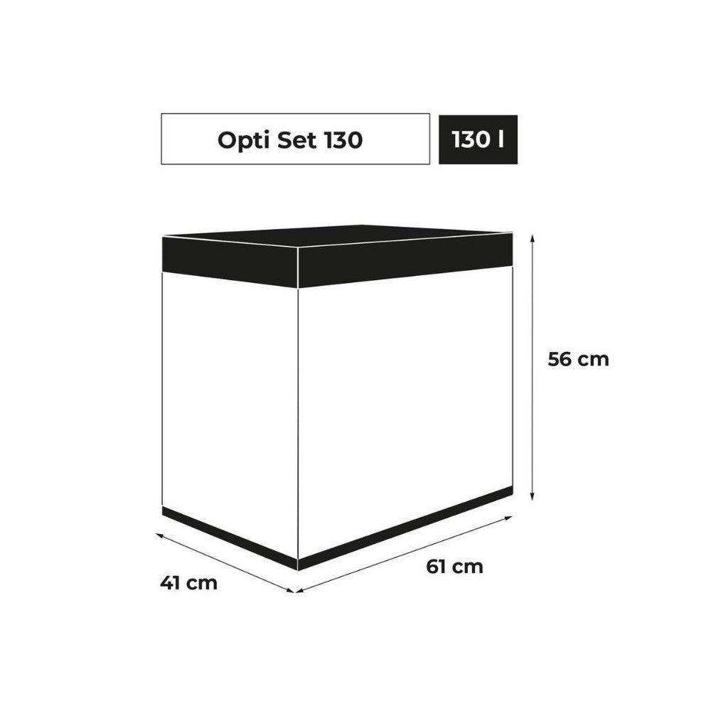 Opti Set 130 akvariumas stačiakampis, juodas, 61x41x56 cm, 130 l