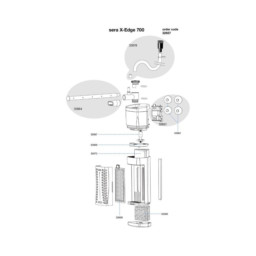 Sera vidinis kampinis filtras X-Edge 700, 700 l/h, 8,5 W