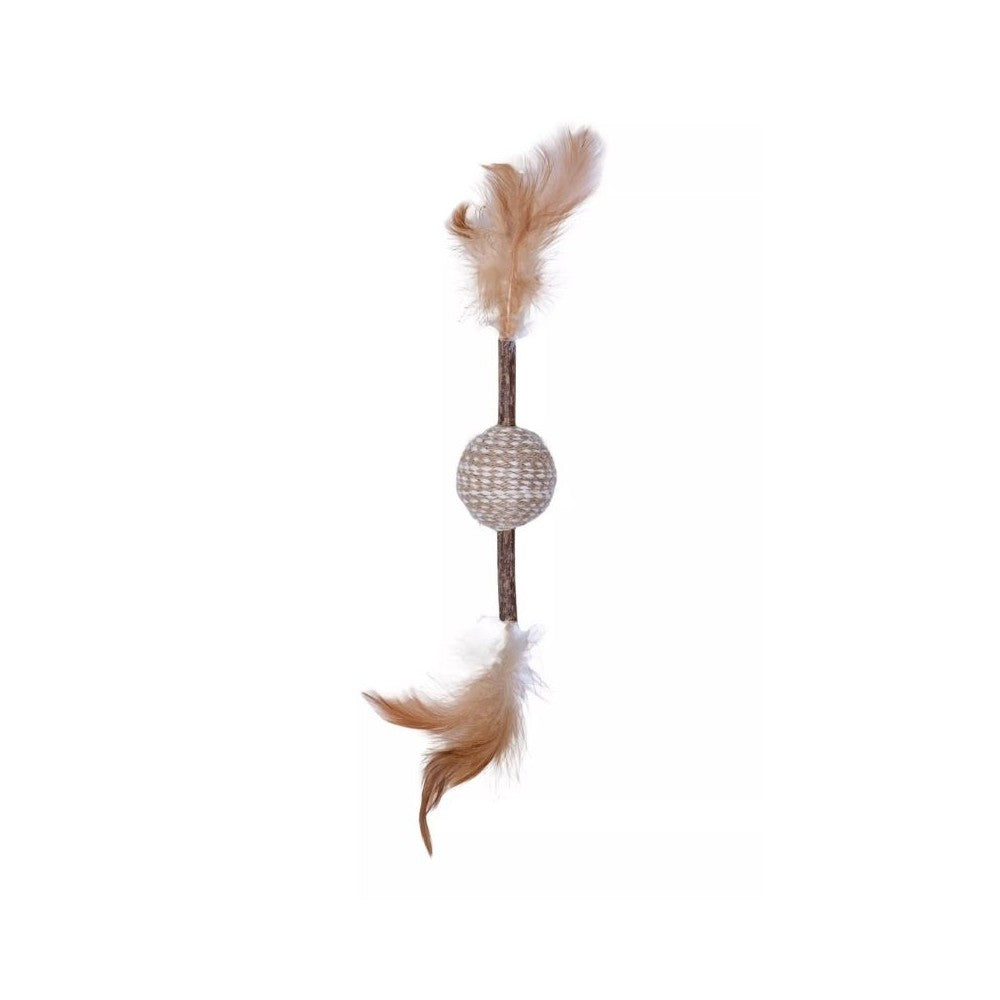 Quapas! Žaislas katėms kamuoliukas su matatabi lazdele ir plunksnomis, 4,5x8 cm